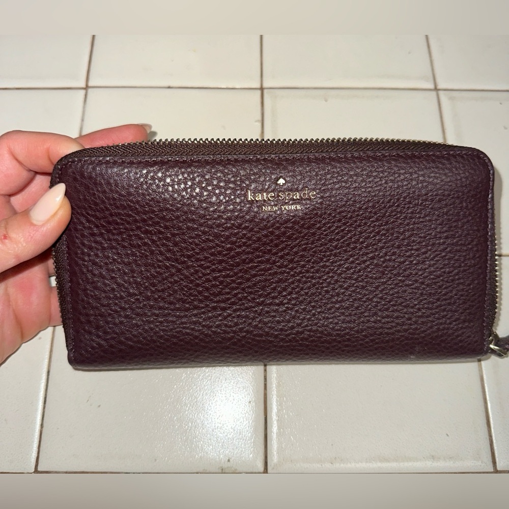 Kate Spade Aubergine Leather Zip Wallet